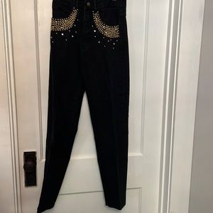 Black jeans with studs on them straight legs